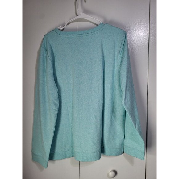 Talbots Women's XL Heathered Light Blue Aqua Pocket Pullover Beachy Coastal - Picture 2 of 6